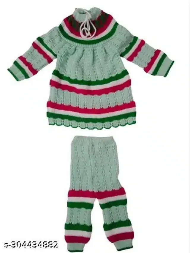 Woolen Sweater & Pant for Girls (Multicolor, 3-6 Months)