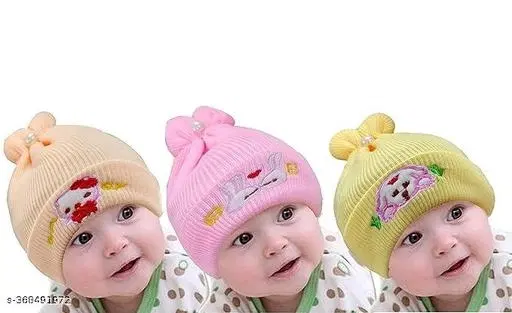 Printed Cap for Kids, Pack of 3 (Multicolor)