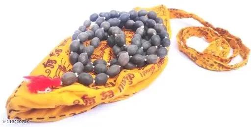 Wood Lotus Bead Mala Wood Necklace for Men (Black)