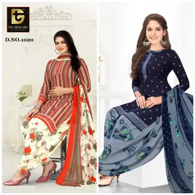 Synthetic Unstitched Dress Material for Women & Girls, Pack of 2 (Multicolor)