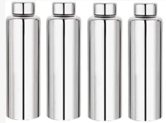 Stainless Steel Water Bottle, Silver, 1000 ml, Pack of 4
