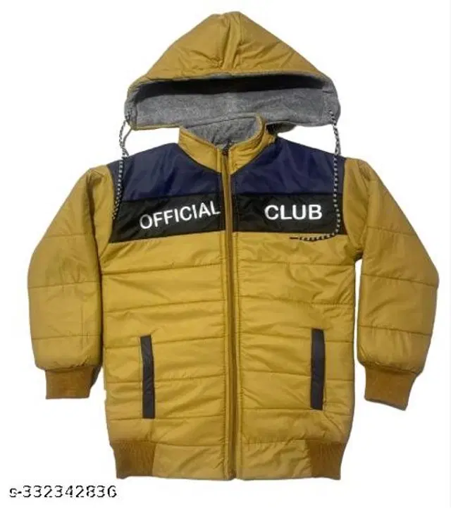 Polyester Jacket for Boys (Mustard & Black, 18-24 Months)