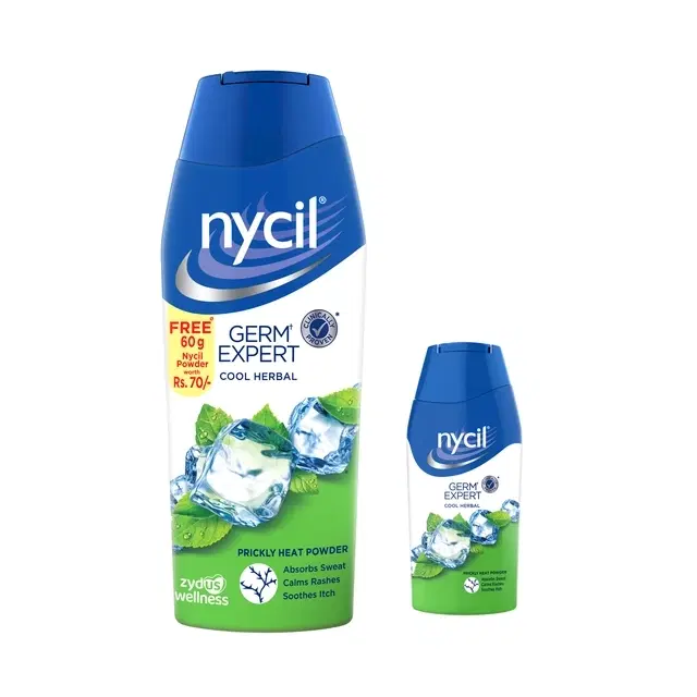 Nycil Germ Expert Cool Herbal Prickly Heat Powder 150 g + Nycil Cool Herbal Prickly Heat Powder 60 g Free