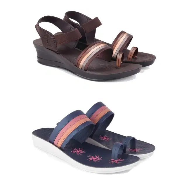 Combo of Flats & Sandals for Women, Set of 2 (Multicolor, 5)