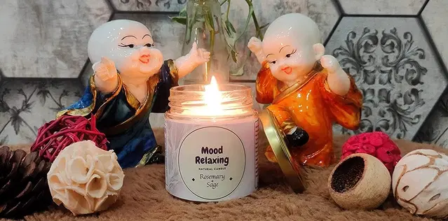 Floish Decor Premium Rosemarry Sage Scented Mood Relaxing Candle