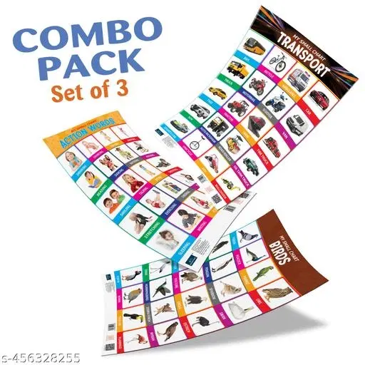 Bookford Publications My small chart Birds, Action Words & Transport (Set of 3)