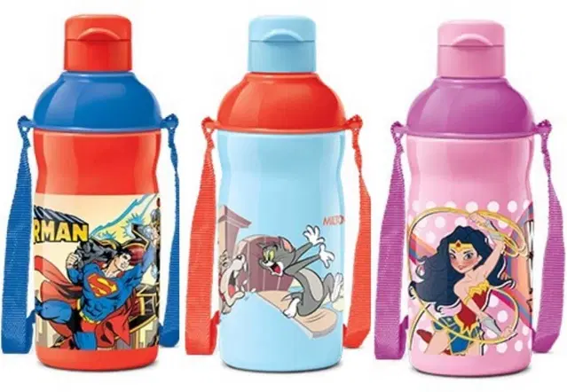 Milton Plastic Water Bottles for Kids, Pack of 3, Multicolor, 390 ml