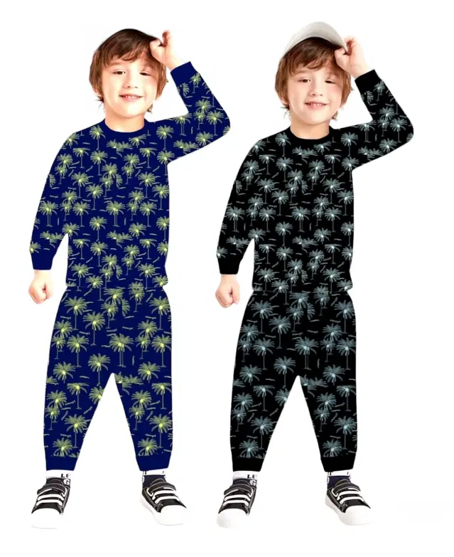 Cotton Printed Nightsuit for Kids, Pack of 2 (Multicolor, 0-3 Months)