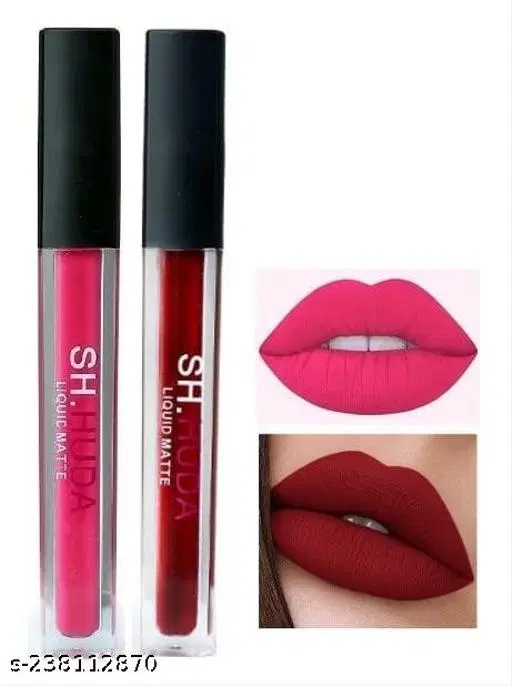 Sensational Non-Transfer,Waterproof,Long-Lasting Beauty Liquid Matte Lipsticks Swiss Edition For Girls/Women-BEST LIQUID MATTE LIPSTICK COLORS (PINK + MAROON)