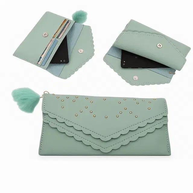 Women Clutch, Light Green, Style- 9, One