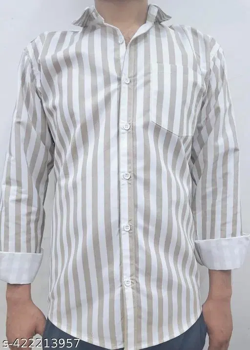 Cotton Blend Checked Shirt for Men, Lining Cream (XXL) Pack of 1