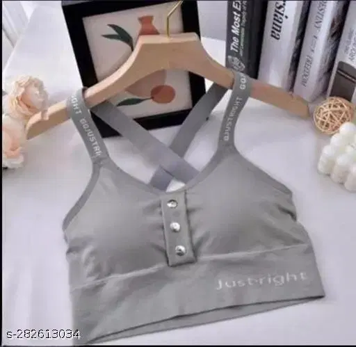 Cotton Blend Sports Bra Women, Grey (34B)
