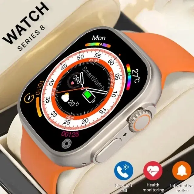 Nylon Strap Smart S8 Ultra Smart Watch for Men & Women, Orange