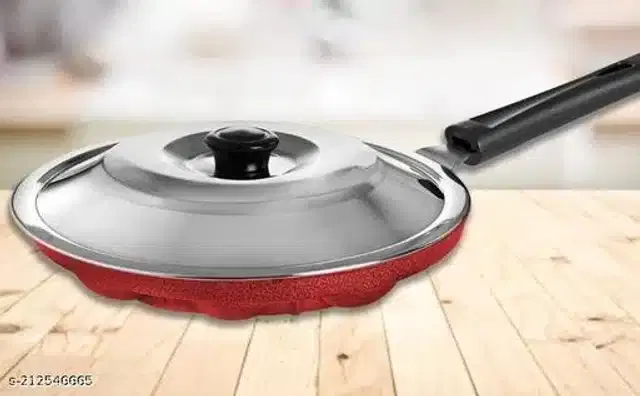 Aluminium Appam Maker with Lid, Red