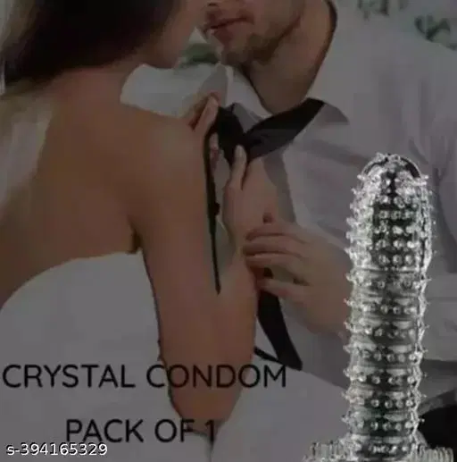 A R Silicone Crystal Dotted Condom for Men, Transparent