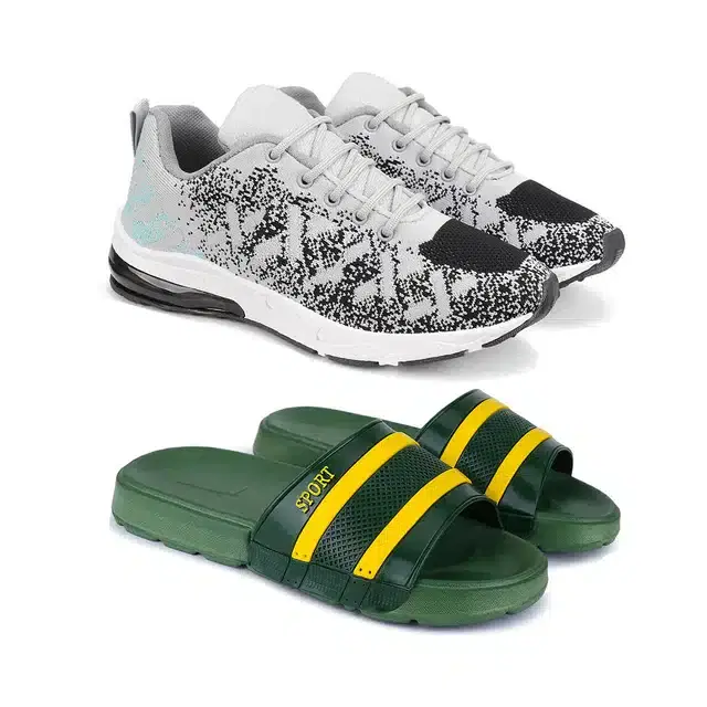 Combo of Sports Shoes & Sliders for Men, Pack of 2 (Multicolor, 7)
