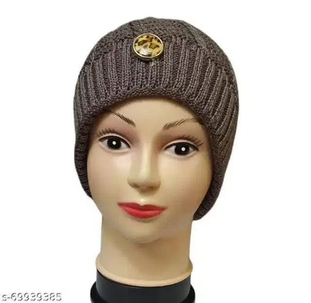 Woolen Cap for Women (Brown)