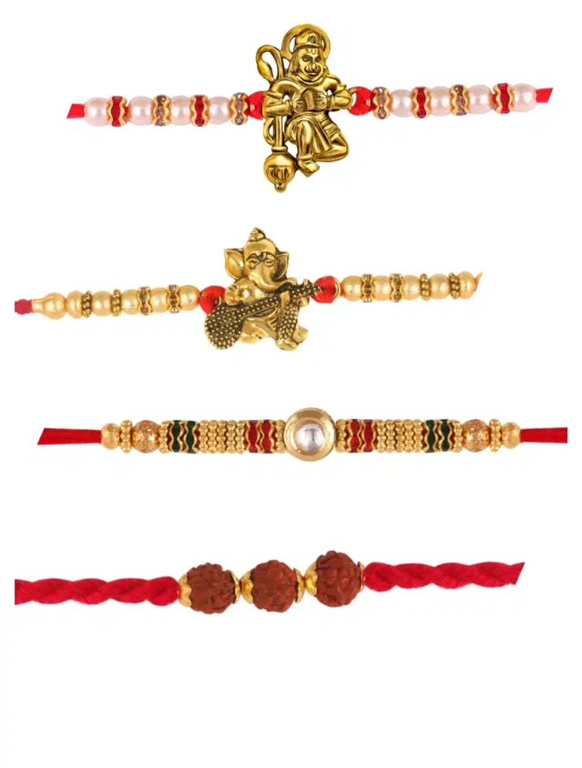 Designer Rakhi for Rakshabandhan, Multicolor, Pack of 4