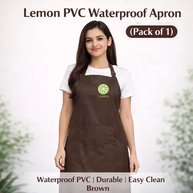 Lemon PVC Waterproof Apron (Pack of 1) Brown