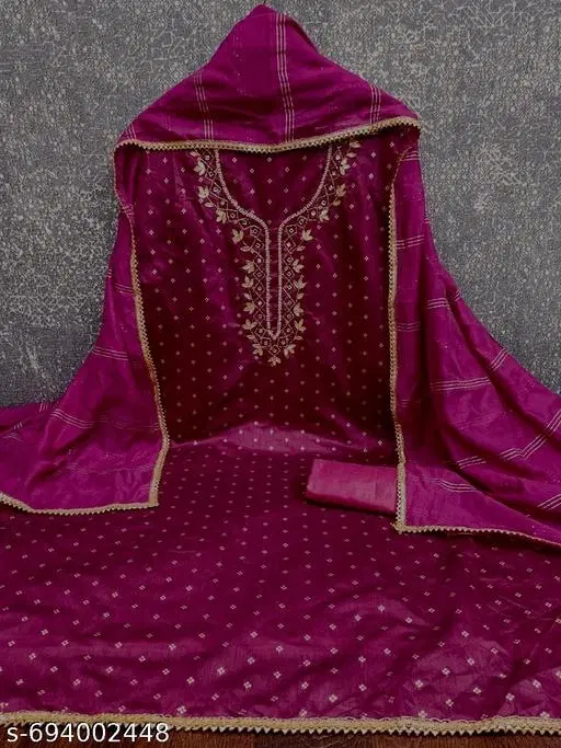 Chanderi Cotton Punjabi/All Over Suits for Women (Multicolor, Un Stitched)