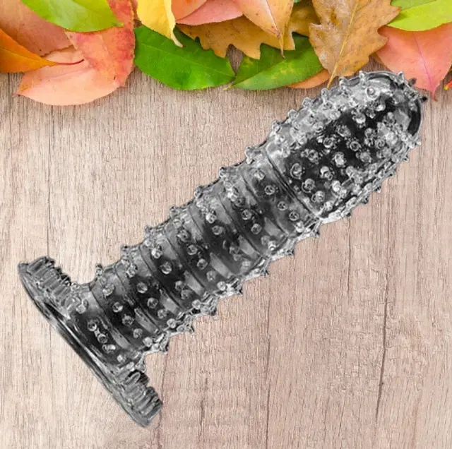 Crystal Dotted Reusable Condom for Men, Transparent