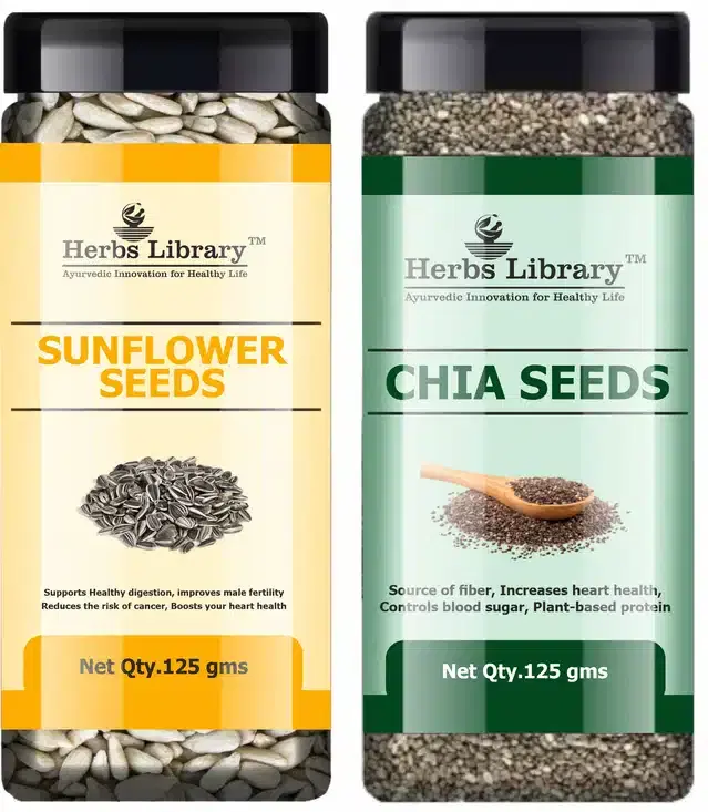Herbs Library Sunflower and Chia Seeds, Pack of 2, 125 g