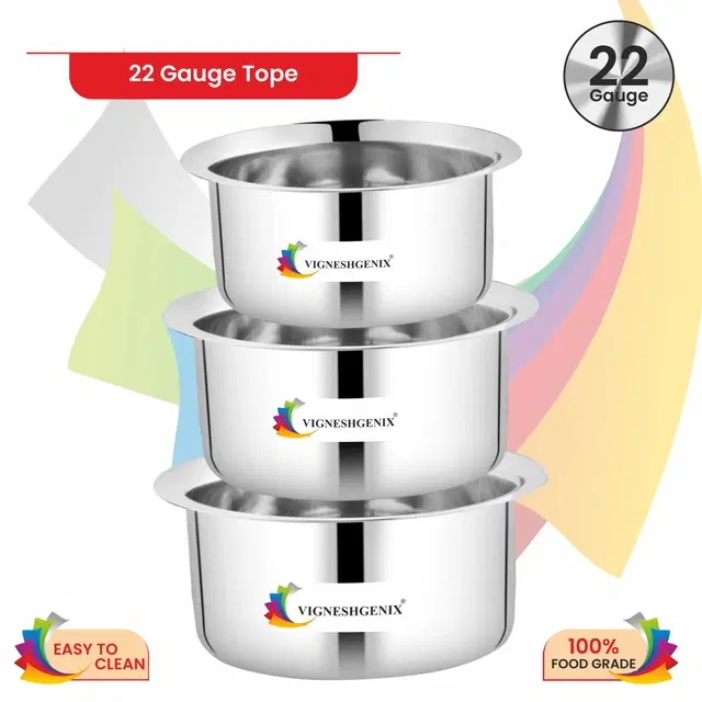 Stainless Steel Handi, Silver, Set of 3