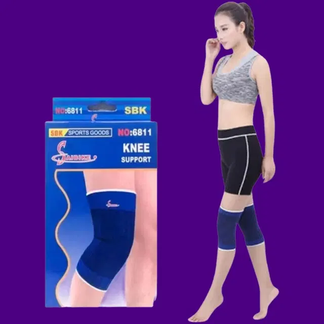 Polyester Solid Knee Sleeves for Women, Blue, Set of 1