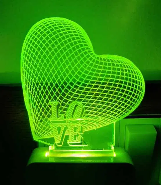 7 Colors Changing 3D LED Night Lamp with Plug for Home & office, Small Size, Ms-032