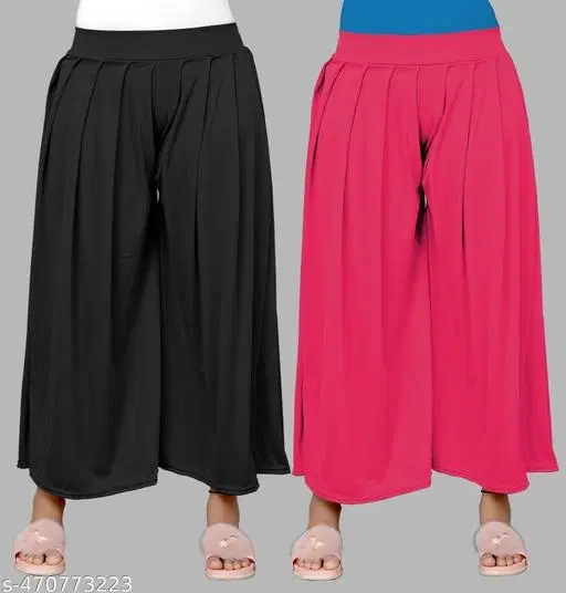 Palazzos for Women, Pack of 2 (Pink, S)
