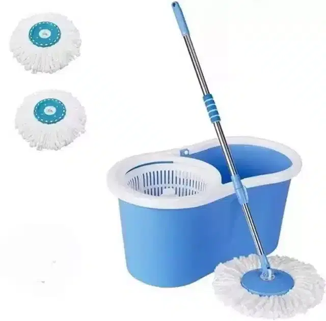 Bucket Mop with Refill, 3 Pcs, Set of 1, Blue