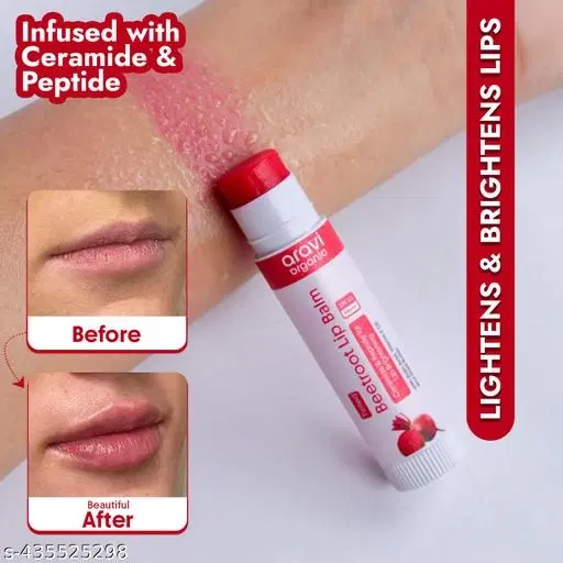 Aravi Organic Tinted Beetroot Lip Balm With Spf 50 Pa+++ & Kojic Acid Ceramide & Peptide For Dark, Chapped & Pigmented Lips Sls & Paraben Free 5 g