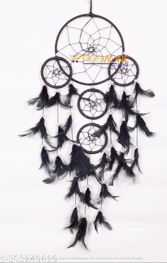 Feather Wall Hanging Dream Catcher, Black