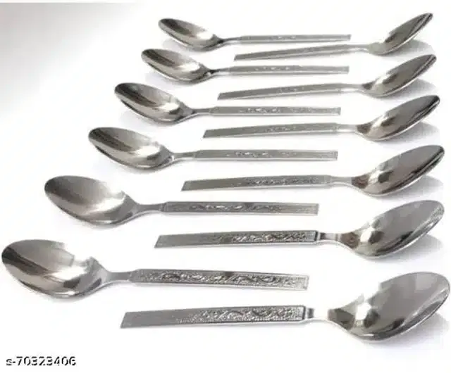 Stainless Steel Spoons, Silver, Pack of 12