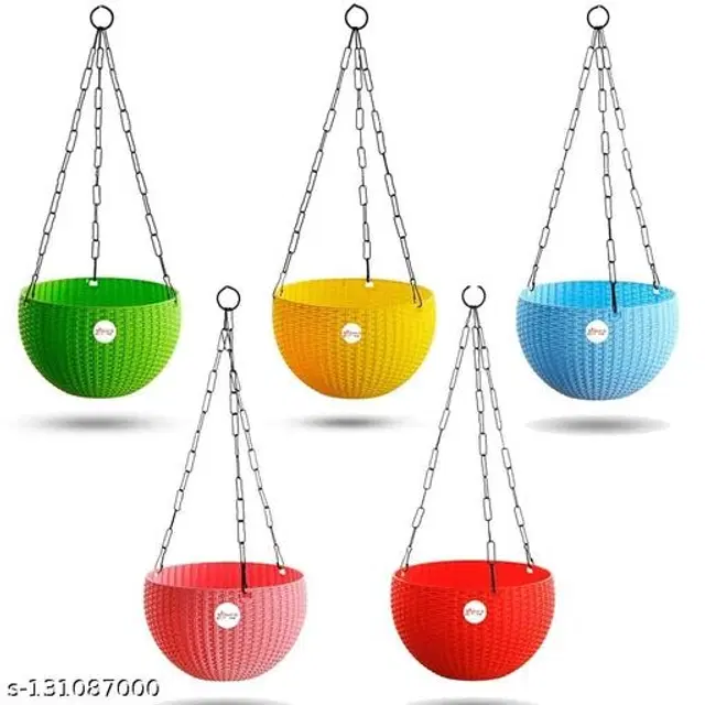 Plastic Hanging Planter, Multicolor, Pack of 5