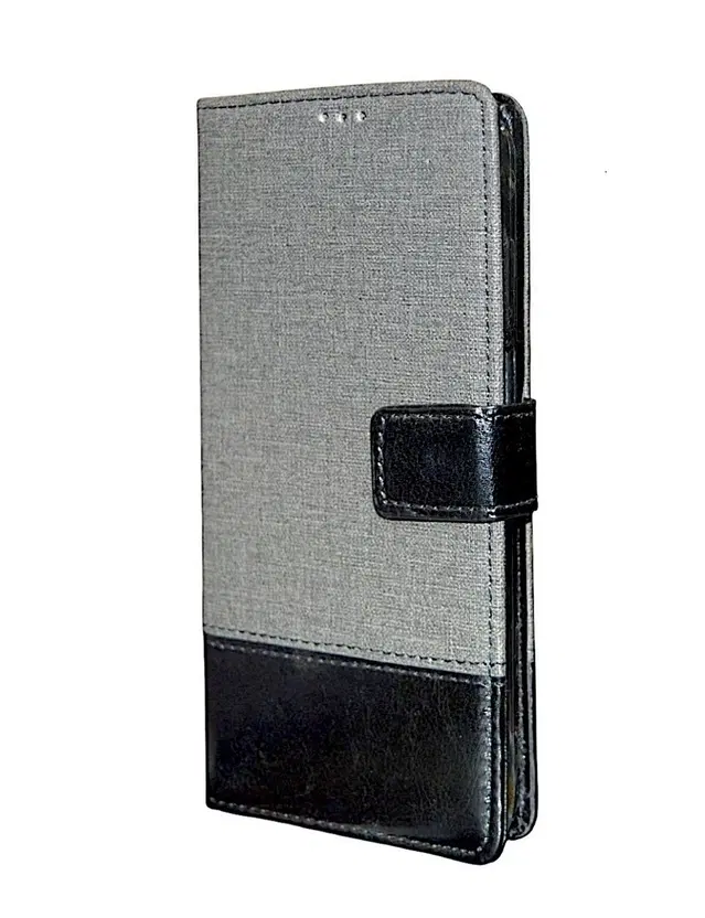 Artificial Leather Mobile Flip Cover for Moto G96 / Moto G85 / 50 Fusion (Grey)