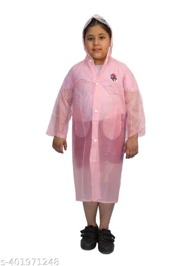 Polyester Rain Coat for Kids, Pink, 3-4 Years
