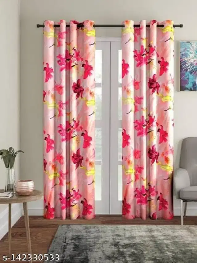 Polyester Window Curtain, Multicolor, 5 Feet, Pack of 2