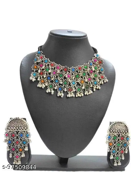 Multi Color Stone Work Jewelry Set