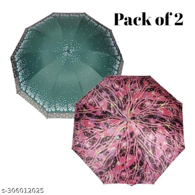 Polyester Foldable Umbrella, Assorted, Pack of 2