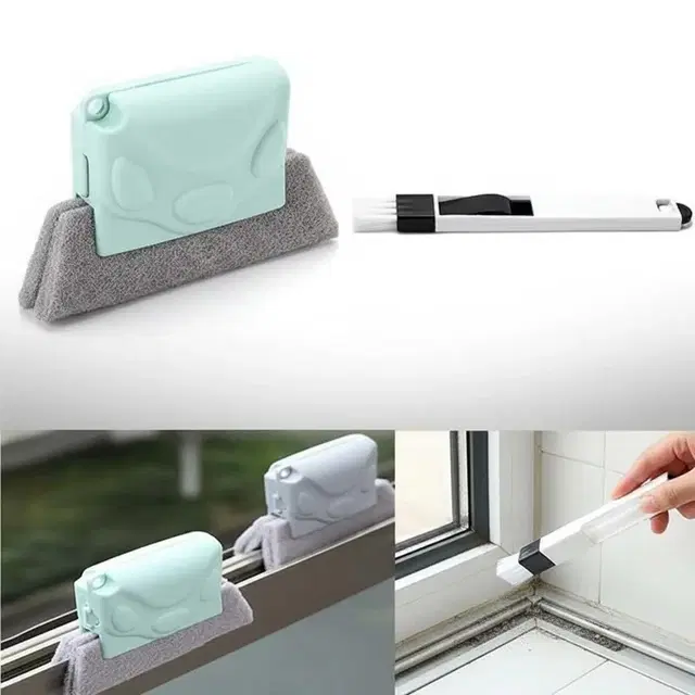 Enmora Window Groove Frame Cleaning Brush& Dust Cleaning Brush For Window Slot Keyboard Microfibre Wet and Dry Brush, Pack of 1