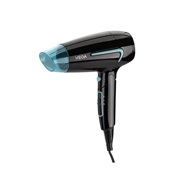 Vega U-Style 1600 Foldable Hair Dryer For Men & Women With Cool Shot Button(Vhdh-24) Hair Dryer (1600 W, Black, Blue)