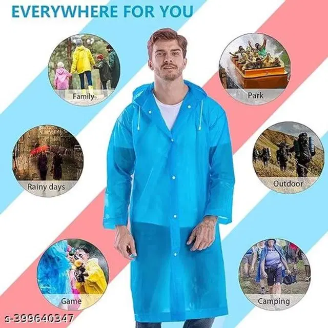 Polyester Rain Coat for Men & Women, Sky Blue, Free Size