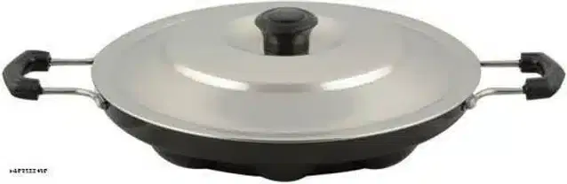Aluminium Appam Maker with Lid, Black