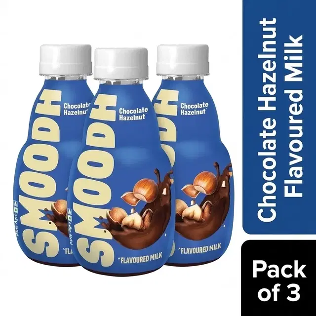Smoodh Chocolate Hazelnut Flavoured Milk 3X150 ml - Pack of 3 (Bottle)