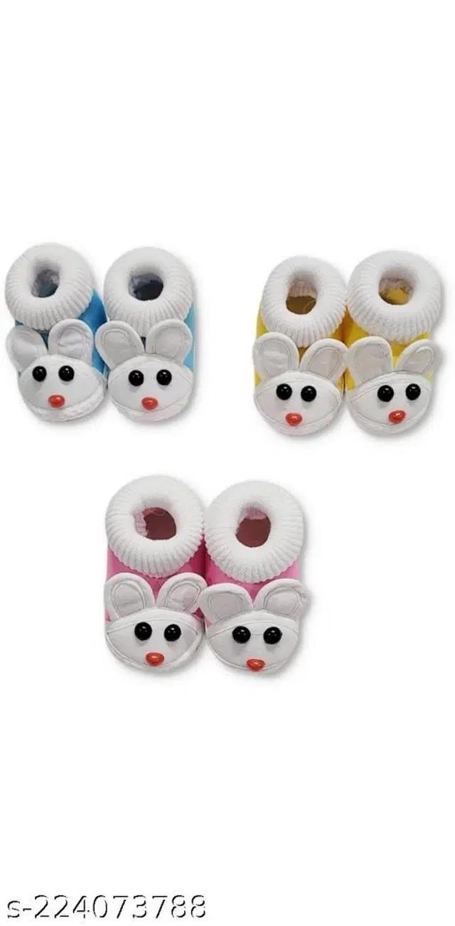 Booties for Infants, Pack of 3 (Multicolor, 0-3 Months)