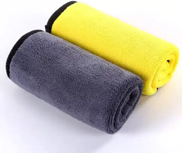 Cotton Blend Multipurpose Cleaning Towel, Black & Yellow, 40x30 cm, Pack of 2