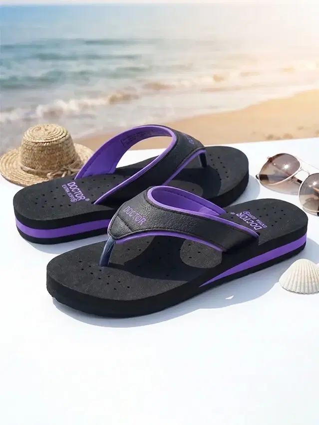 PVC Slippers for Women (Black, 5)