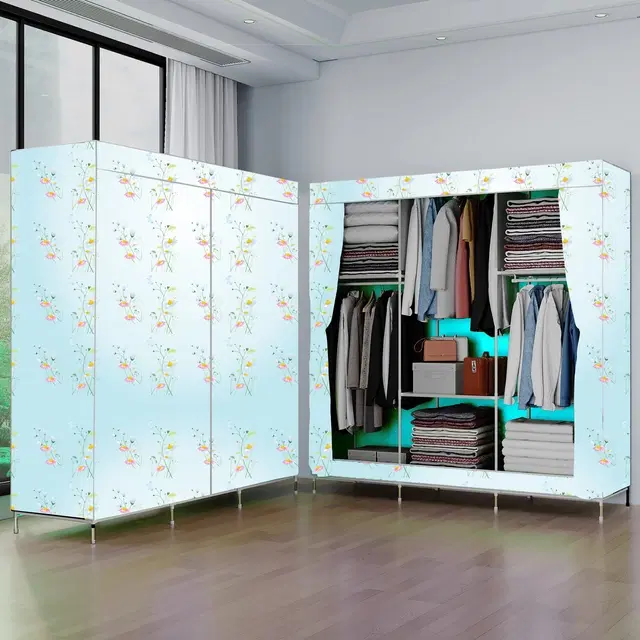 Plastic Printed Collapsible Wardrobe, Multicolor