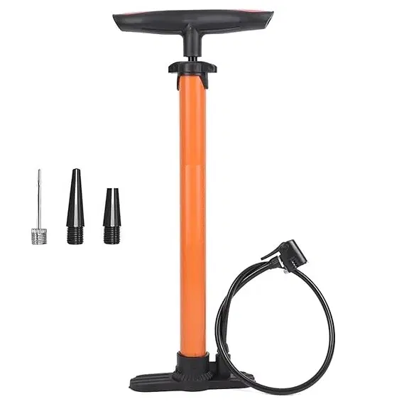 Plastic Bicycle Pump, Orange & Black